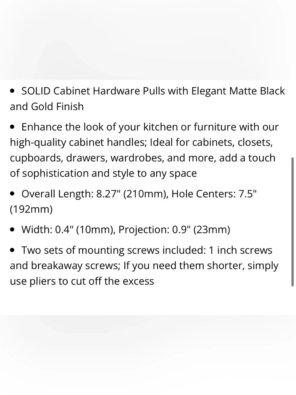 Modern Contemporary Cabinet Pull Handles - Matte Black & Gold